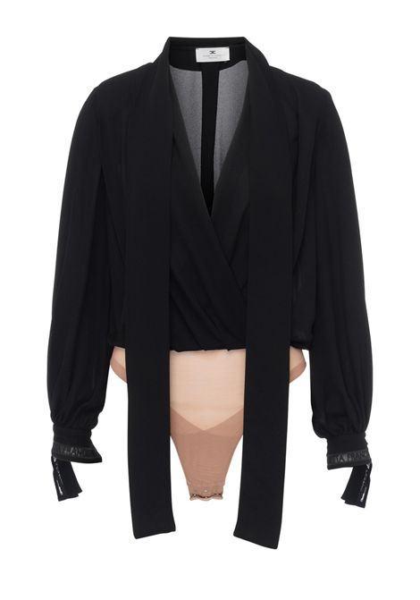 Body Elisabetta Franchi donna CB00651E2 110 nero con foulard al collo ELISABETTA FRANCHI | Body | CB00651E2110